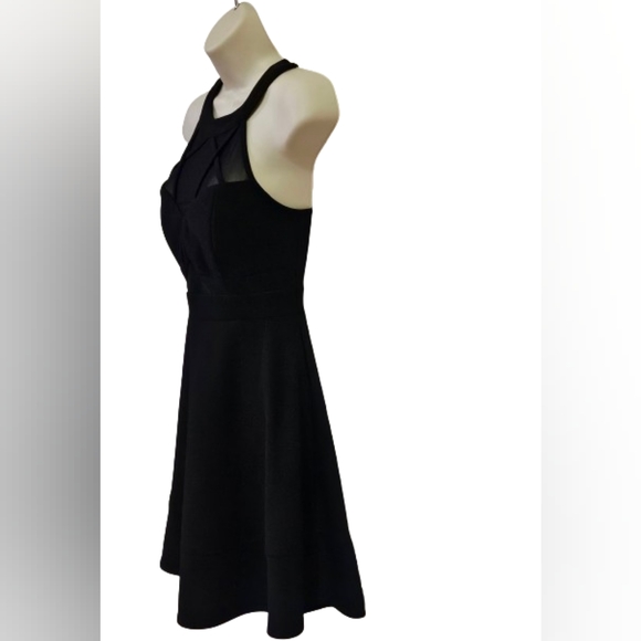 Emerald Sundae Black Sleeveless, Mesh Illusion A-Line Mini Dress,Large - Picture 11 of 16